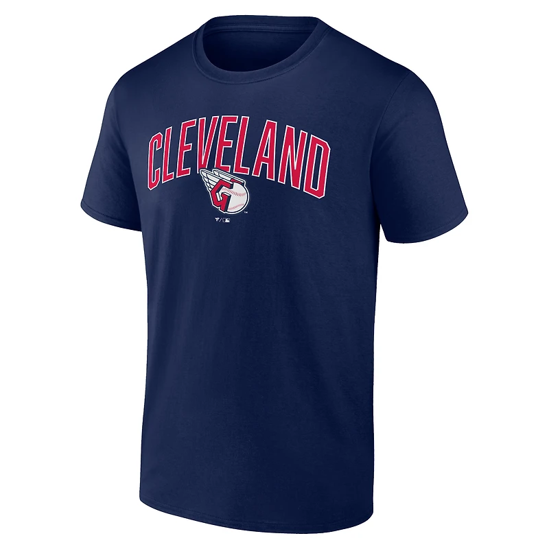 Ensemble combiné t-shirt et short Fanatics pour hommes bleu marine/gris chiné Cleveland Guardians Arch