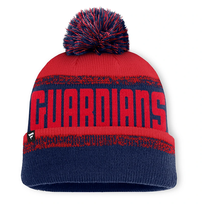 Men's Fanatics Navy/Red Cleveland Guardians No-Doubter Cuffed Knit Hat with Pom
