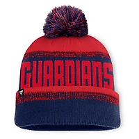 Men's Fanatics Navy/Red Cleveland Guardians No-Doubter Cuffed Knit Hat with Pom