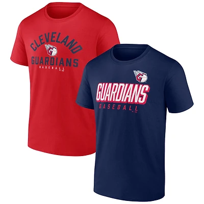 Ensemble combiné de t-shirts Fanatics pour hommes bleu marine/rouge Cleveland Guardians Player Pack