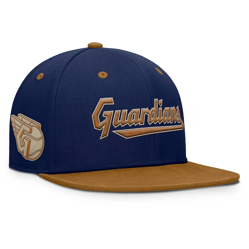 Men's Fanatics Navy/Tan Cleveland Guardians Splinter Fitted Hat