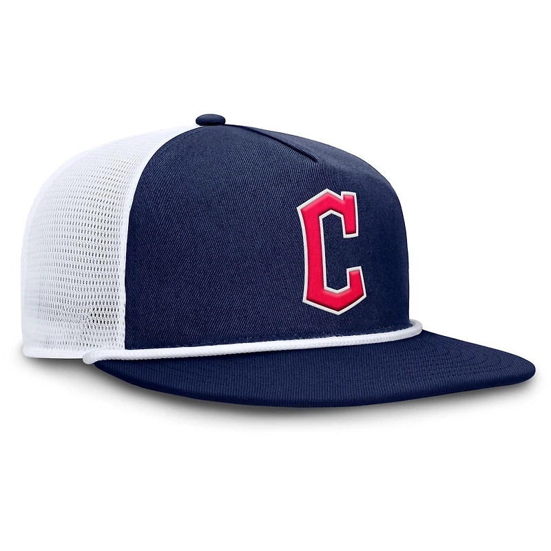 Casquette Snapback Fanatics bleu marine/blanc pour homme des Cleveland Guardians Clubhouse Change Up