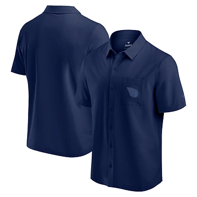 Men's Fanatics Navy Cleveland Guardians Front Office Button-Up Shirt