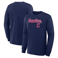 T-shirt à manches longues pour homme Fanatics Navy Cleveland Guardians Lock-Up Legacy