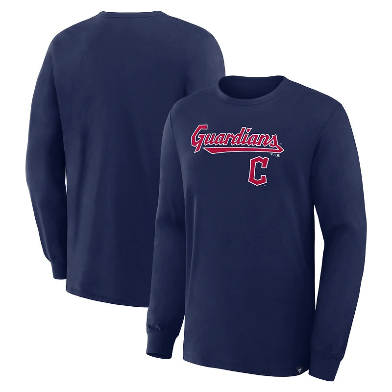 Men's Fanatics Navy Cleveland Guardians Lock-Up Legacy Long Sleeve T-Shirt