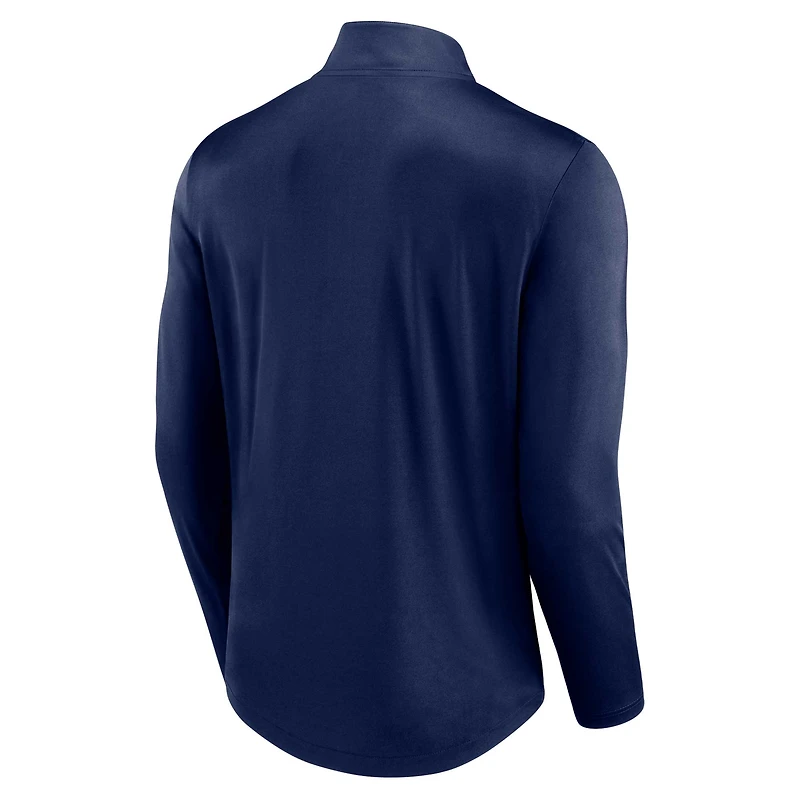 Men's Fanatics Navy Cleveland Guardians Quarterback Quarter-Zip Top