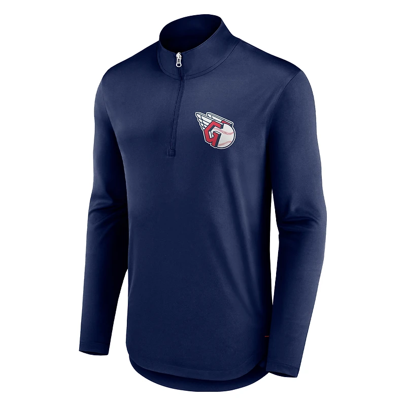 Men's Fanatics Navy Cleveland Guardians Tough Minded Lightweight Quarter-Zip Pullover
