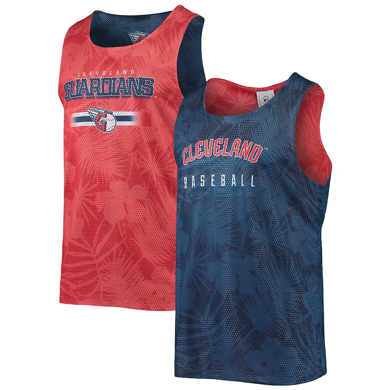 Débardeur réversible en maille à motif floral FOCO bleu marine Cleveland Guardians pour homme