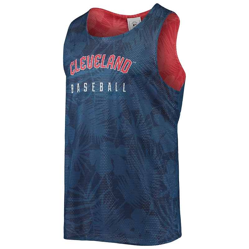 Débardeur en maille réversible à fleurs FOCO Navy Cleveland Guardians pour homme