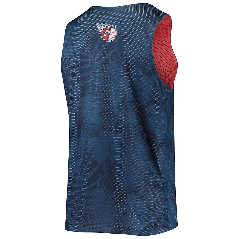 Débardeur en maille réversible à fleurs FOCO Navy Cleveland Guardians pour homme