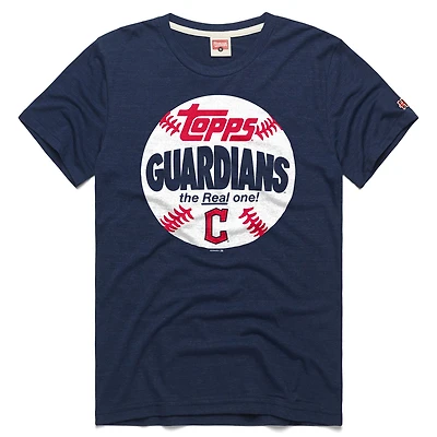 Men's Homage  Navy Cleveland Guardians MLB x Topps Baseball The Real One Tri-Blend T-Shirt
