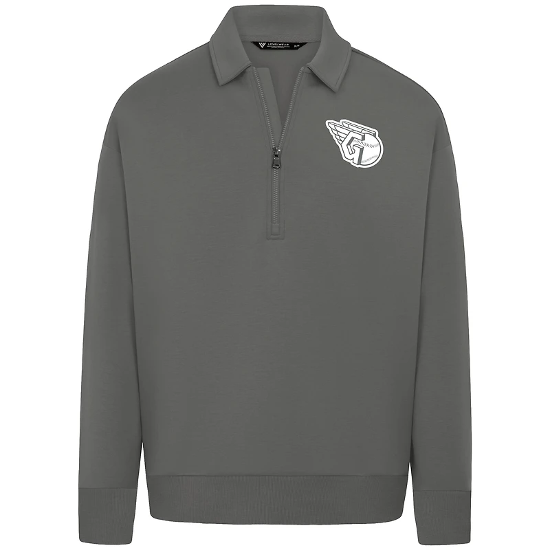 Men's Levelwear Gray Cleveland Guardians Luxe Signature Quarter-Zip Pullover