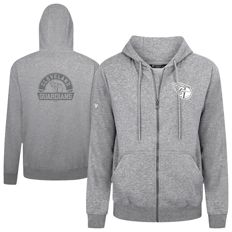 Men's Levelwear Gray Cleveland Guardians Podium Banner Arch Full-Zip Hoodie