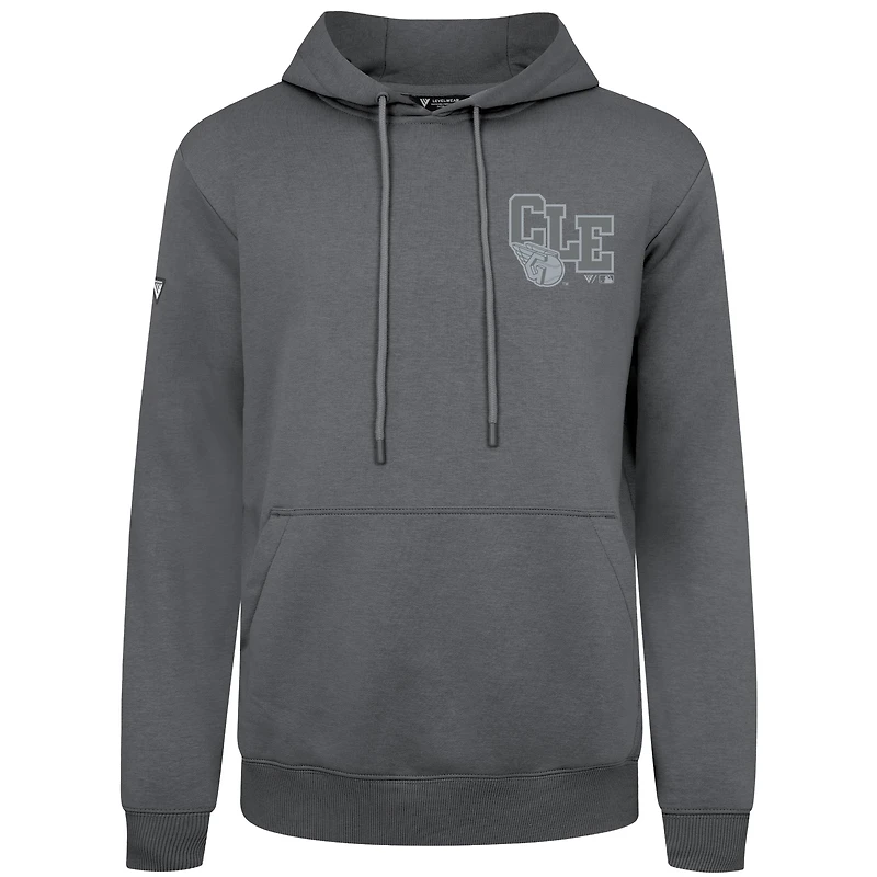 Men's Levelwear Gray Cleveland Guardians Podium Grain Pullover Hoodie