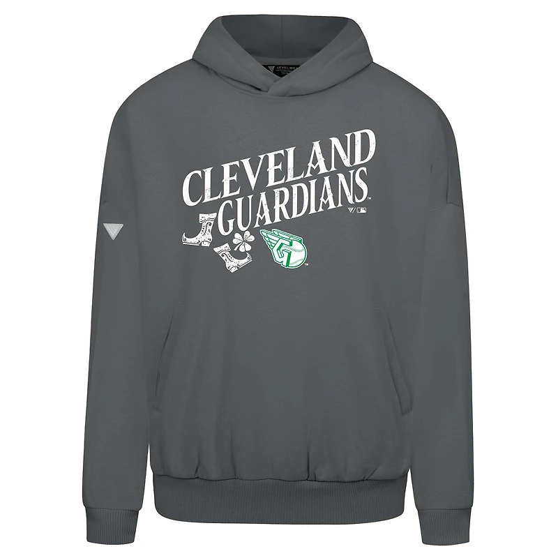Men's Levelwear  Gray Cleveland Guardians St. Patrick's Day Pullover Hoodie