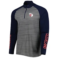 Men's Levelwear Heather Gray Cleveland Guardians Vandal Raglan Quarter-Zip Top