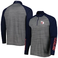 Haut Levelwear gris chiné Cleveland Guardians Vandal Raglan Quarter-Zip pour homme