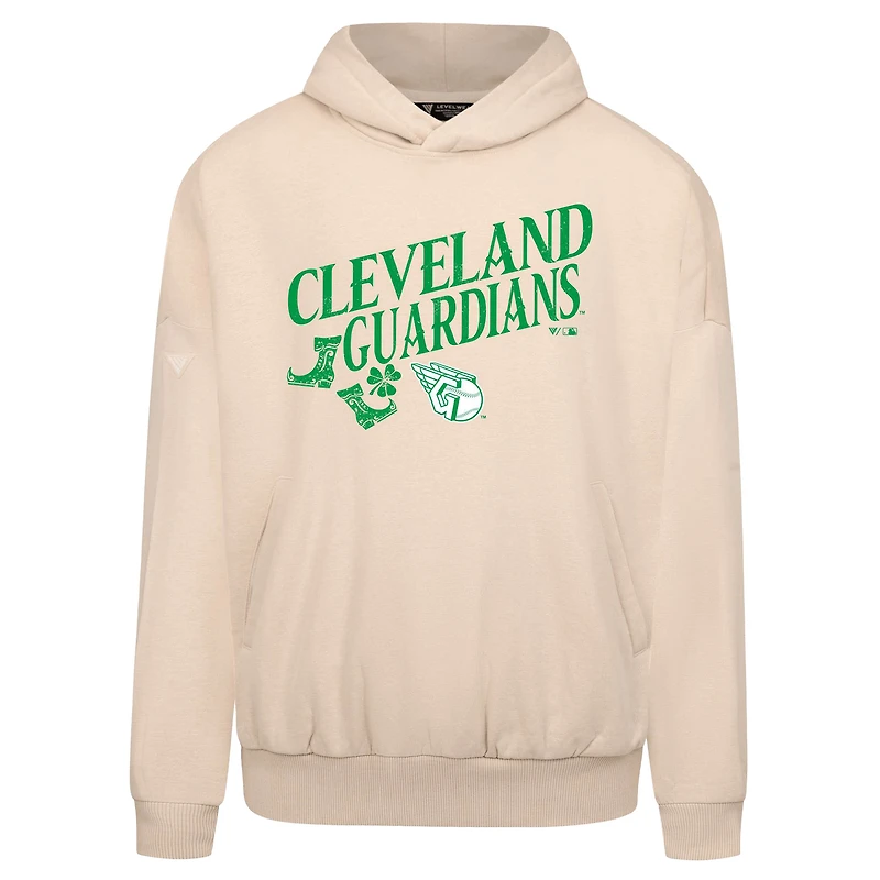 Men's Levelwear  Khaki Cleveland Guardians St. Patrick's Day Pullover Hoodie