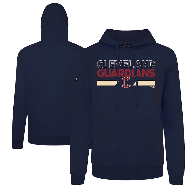 Men's Levelwear Navy Cleveland Guardians Accolade Podium No Hitter Pullover Hoodie