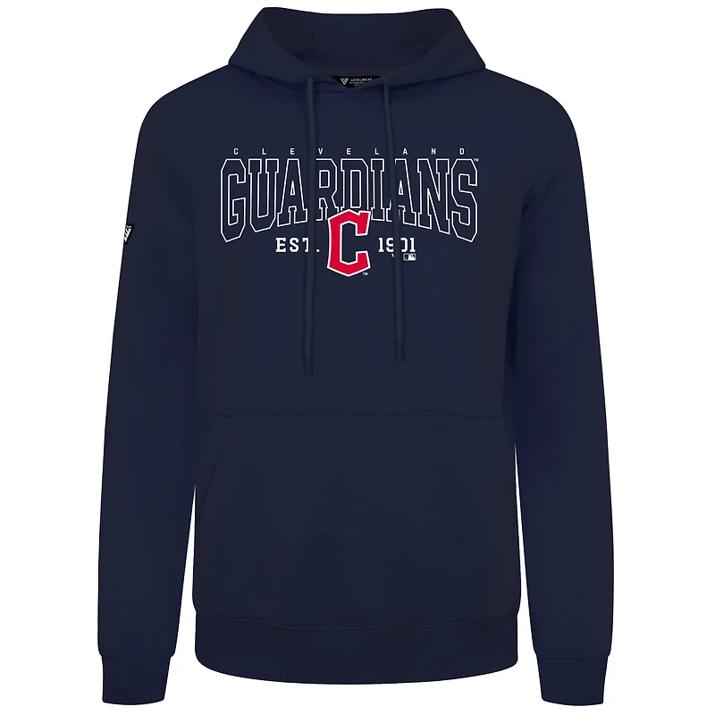 Sweat à capuche bleu marine pour homme Levelwear Cleveland Guardians Accolade Podium Textbook