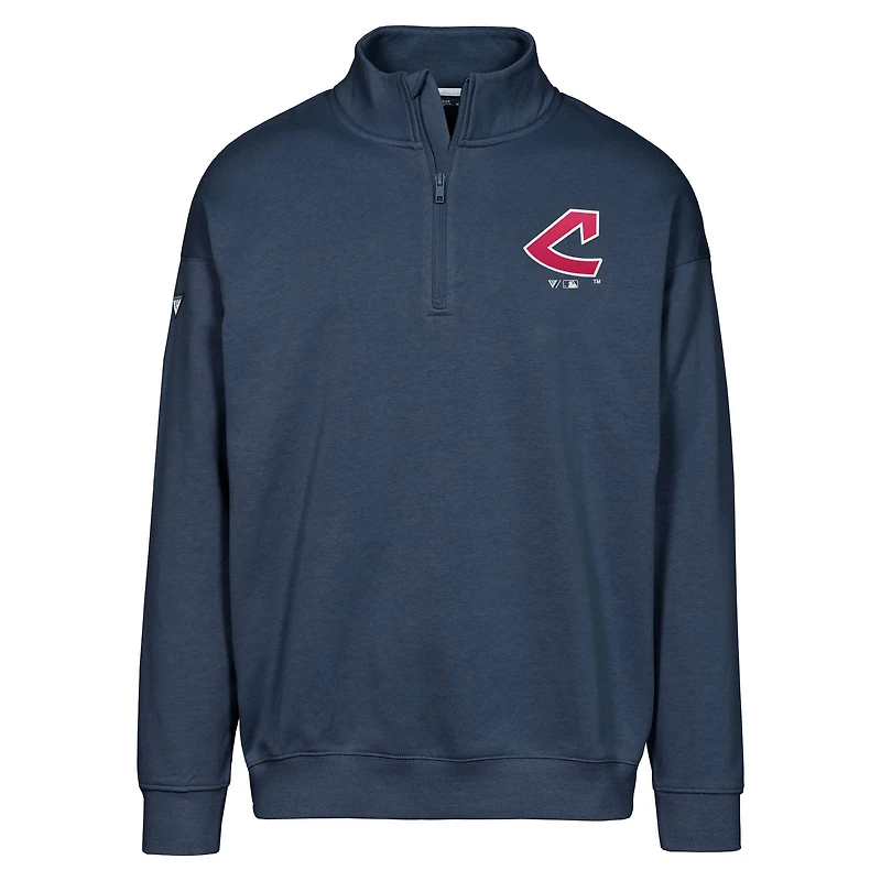 Men's Levelwear Navy Cleveland Guardians Cooperstown Collection Murray Quarter-Zip Sweatshirt