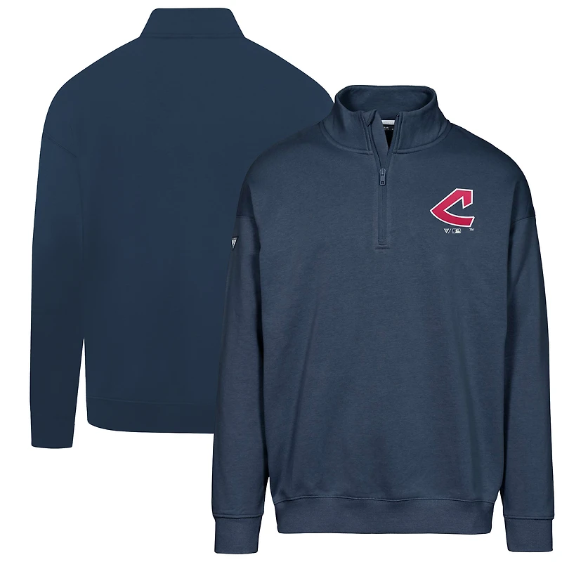Men's Levelwear Navy Cleveland Guardians Cooperstown Collection Murray Quarter-Zip Sweatshirt