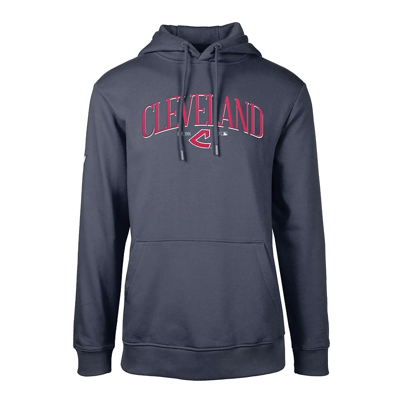 Men's Levelwear Navy Cleveland Guardians Cooperstown Collection Podium Retro Pullover Hoodie