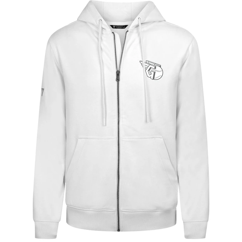 Men's Levelwear White Cleveland Guardians Podium Banner Arch Full-Zip Hoodie