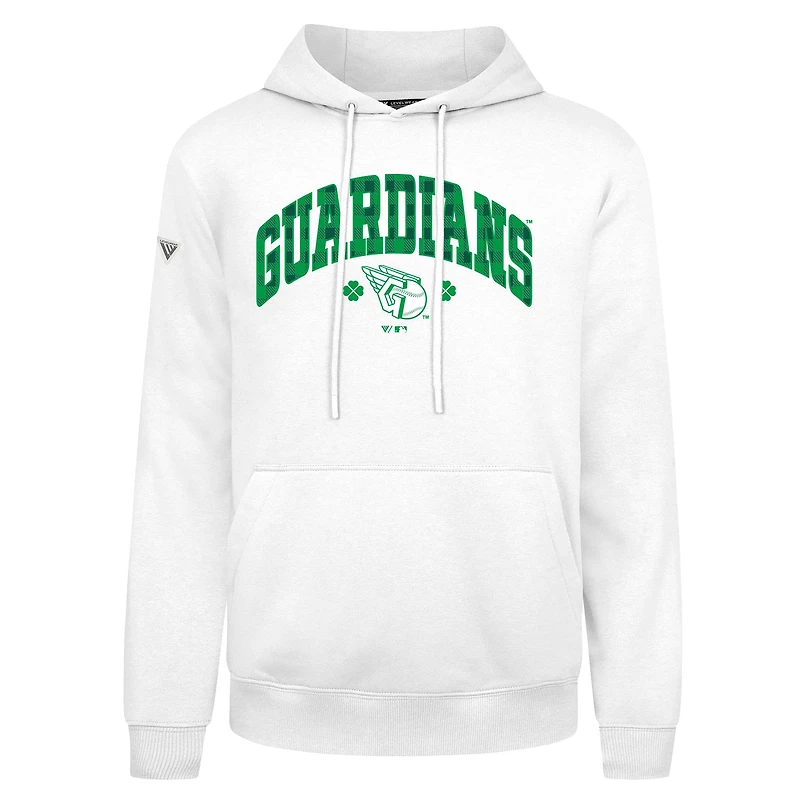 Sweat à capuche carreaux Cleveland Guardians St. Patrick's Day Podium pour homme Levelwear blanc