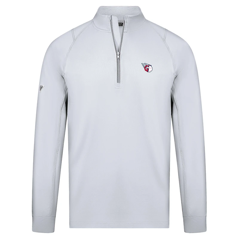 Men's Levelwear White Cleveland Guardians Theory Insignia 2.0 Quarter-Zip Pullover Top