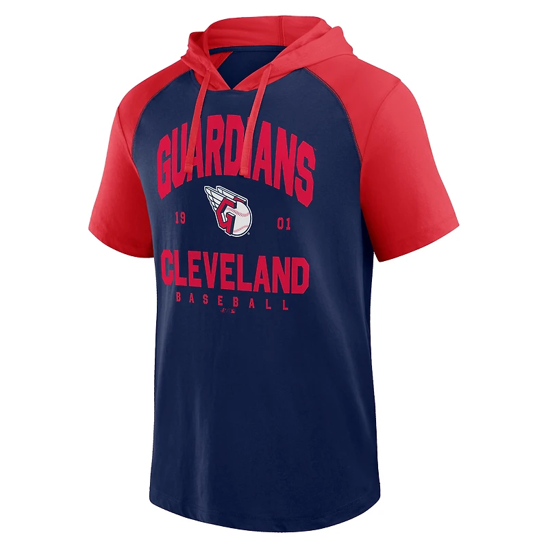 Men's Logo Athletic Navy Cleveland Guardians Prime Hoodie T-Shirt