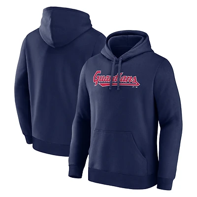 Men's Logo Athletic Navy Cleveland Guardians Wordmark Hoodie