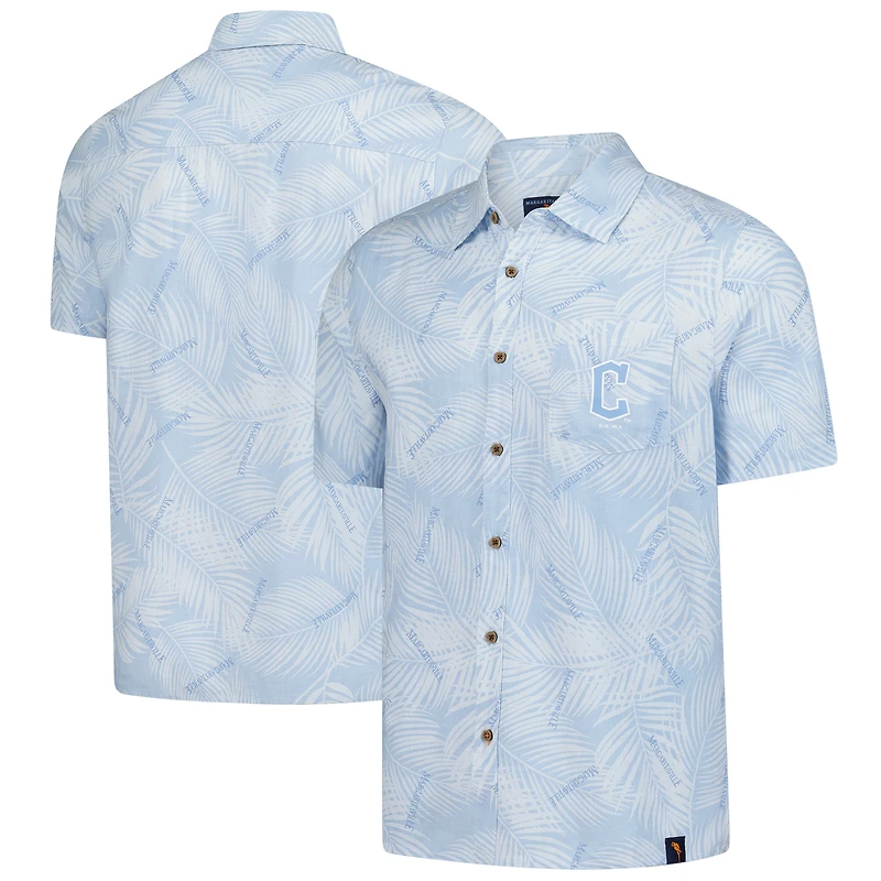 Chemise boutonnée en lin bleu Margaritaville pour homme, motif Cleveland Guardians