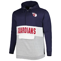 Sweat à capuche demi-glissière en polaire Cleveland Guardians Big & Tall bleu marine/blanc pour homme