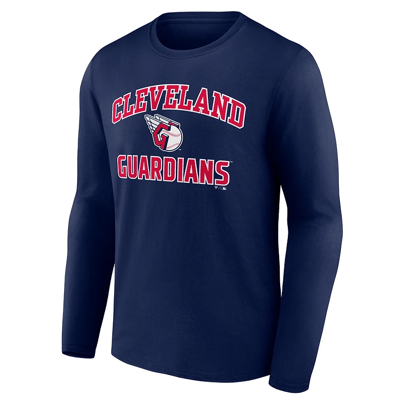 Men's Navy Cleveland Guardians Heart & Soul Long Sleeve T-Shirt