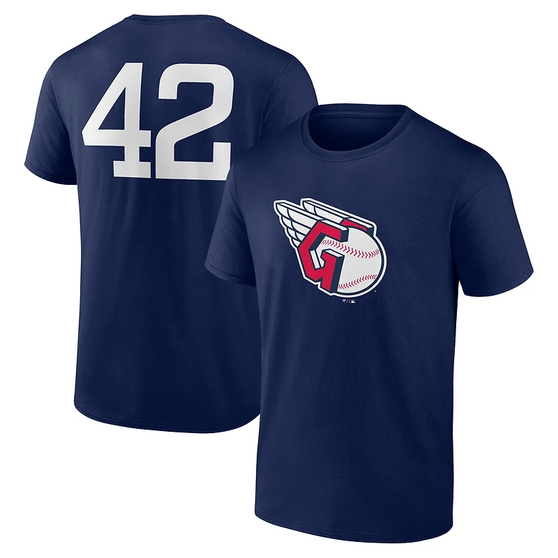 T-shirt bleu marine pour homme avec nom et numéro Jackie Robinson Day des Cleveland Guardians