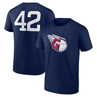 T-shirt bleu marine pour homme avec nom et numéro Jackie Robinson Day des Cleveland Guardians