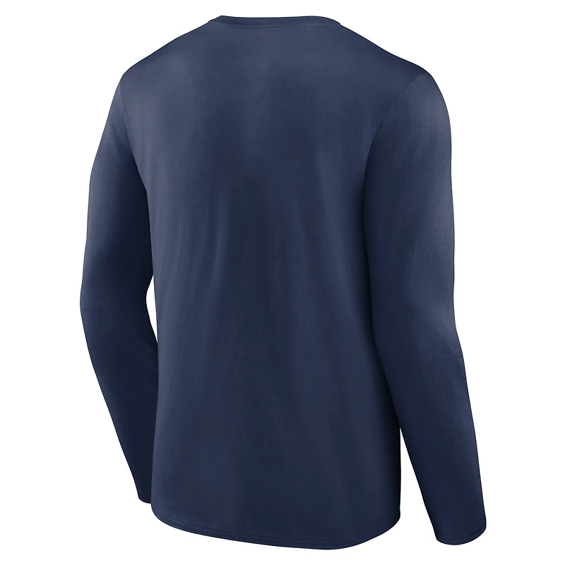 T-shirt à manches longues bleu marine pour homme avec logo officiel des Cleveland Guardians