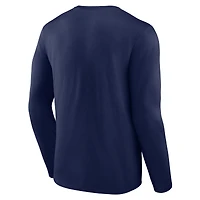 Men's  Navy Cleveland Guardians Team Lockup Long Sleeve T-Shirt