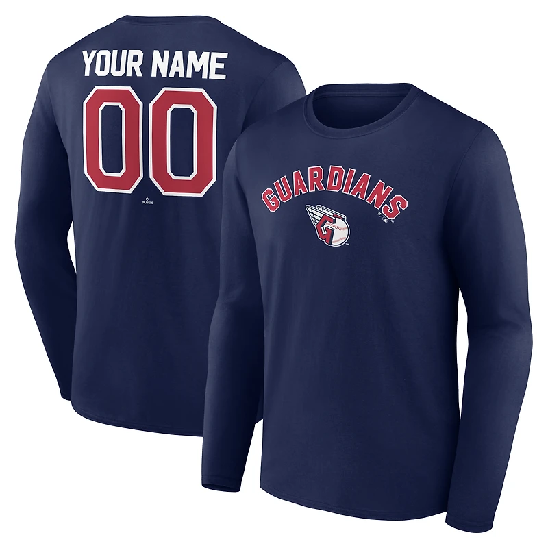 Men's Navy Cleveland Guardians Winning Streak Custom Long Sleeve T-Shirt