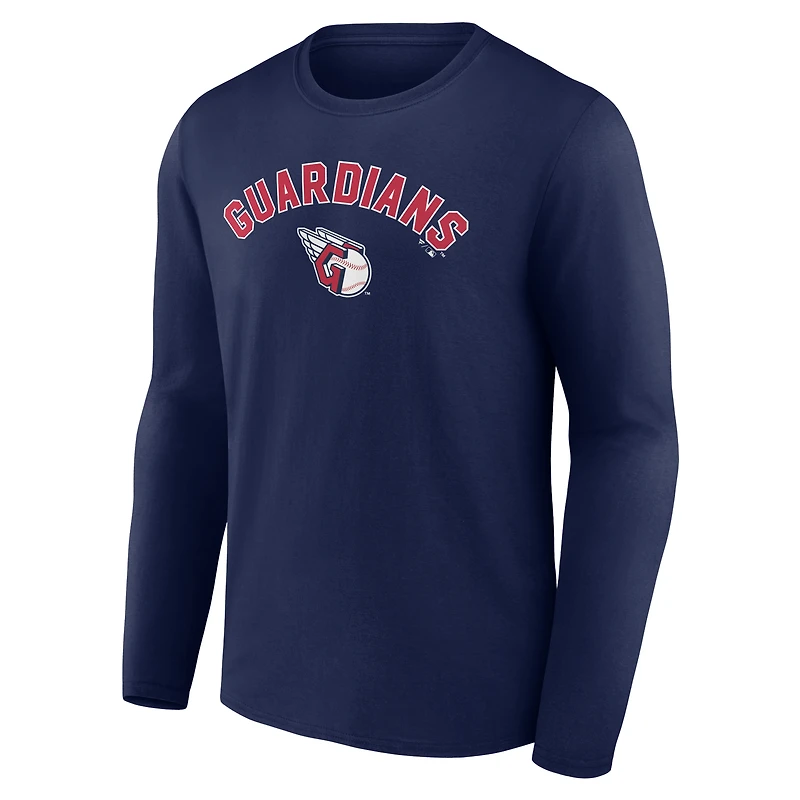 Men's Navy Cleveland Guardians Winning Streak Custom Long Sleeve T-Shirt