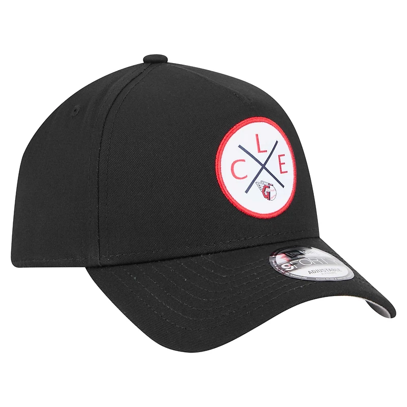 Men's New Era Black Cleveland Guardians 9FORTY A-Frame Adjustable Hat