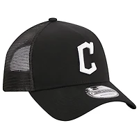 Casquette réglable noire Cleveland Guardians A-Frame 9FORTY Trucker New Era pour hommes