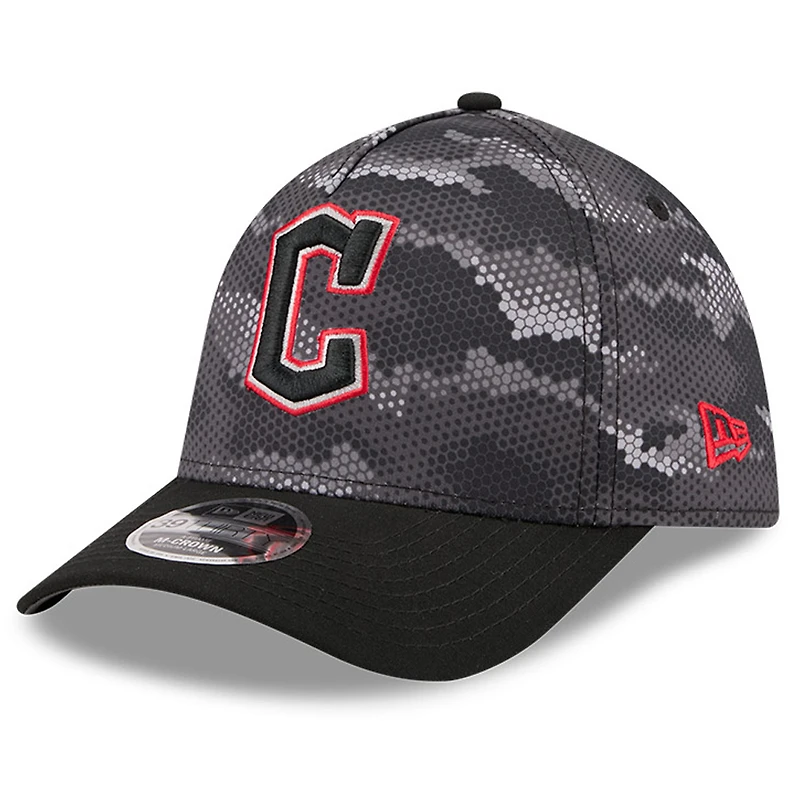Men's New Era Black Cleveland Guardians Camo 39THIRTY A-Frame Flex Hat