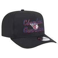 Men's New Era Black Cleveland Guardians Chainstitch 9FIFTY A-Frame Snapback Hat