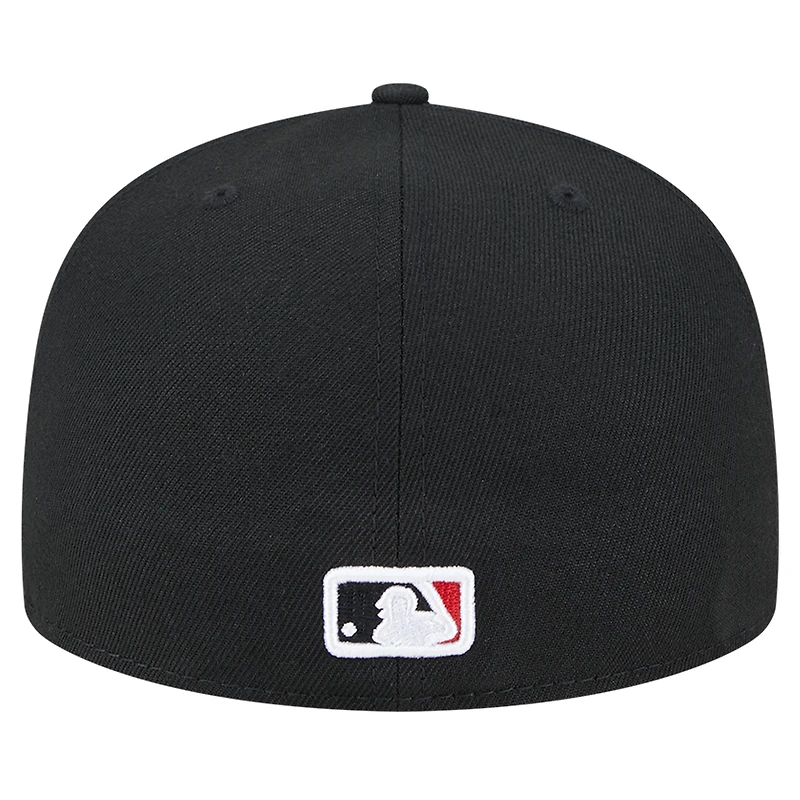 Men's New Era Black Cleveland Guardians Checkered Undervisor 59FIFTY Fitted Hat