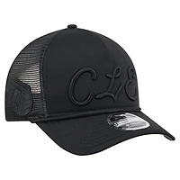 Men's New Era Black Cleveland Guardians City Initial 9FORTY A-Frame M-Crown Adjustable Trucker Hat