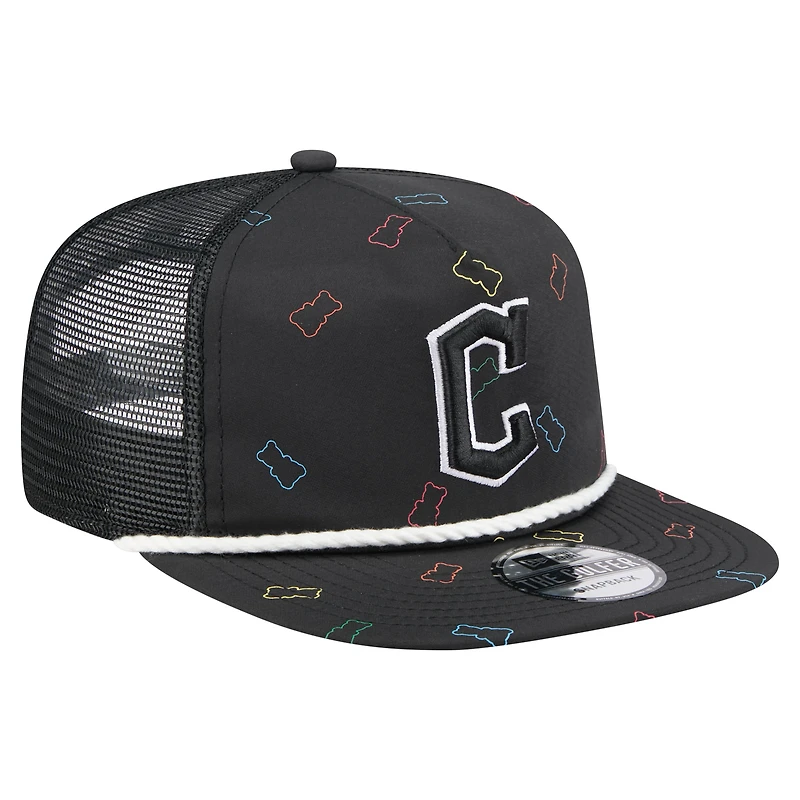 Casquette snapback noire New Era pour homme, motif gummy golfer des Cleveland Guardians