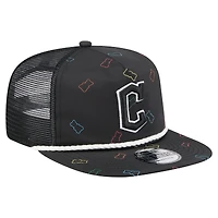 Casquette snapback noire New Era pour homme, motif gummy golfer des Cleveland Guardians