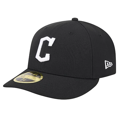 Men's New Era Black Cleveland Guardians Low Profile 59FIFTY Fitted Hat
